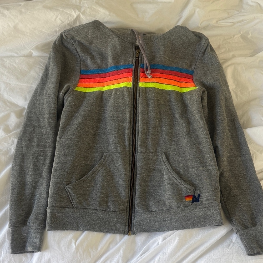 Aviator Nation Hoodie with Rainbow Stripes Size Medium